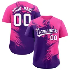 Pink Purple Ink Pattern Authentic Baseball Jersey 1