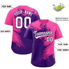 Pink Purple Ink Pattern Authentic Baseball Jersey 2