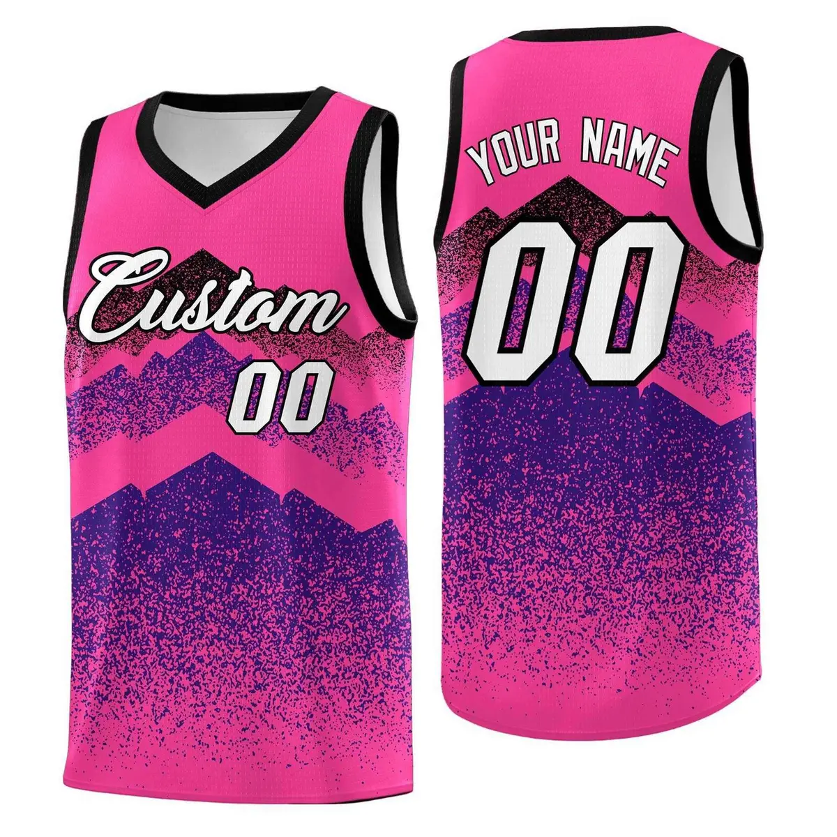 Pink Purple Mountain Fade Gradient Fashion Basketball Jersey