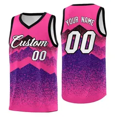 Pink Purple Mountain Fade Gradient Fashion Basketball Jersey 1