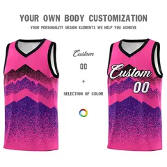 Pink Purple Mountain Fade Gradient Fashion Basketball Jersey 3