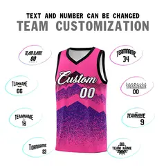Pink Purple Mountain Fade Gradient Fashion Basketball Jersey 4
