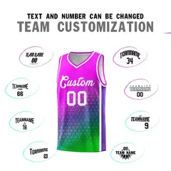 Pink Purple-Neon Green Gradient Irregular Shapes Basketball Jersey 3