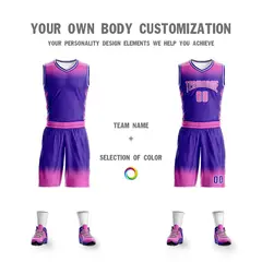 Pink Purple Pink-White Gradient Basketball Jersey Sets 3