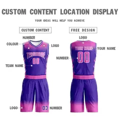 Pink Purple Pink-White Gradient Basketball Jersey Sets 4