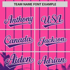 Pink Purple Pinstripe Coconut Tree Baseball Jersey 3