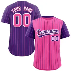 Pink Purple Pinstripe Raglan Baseball Jersey 1