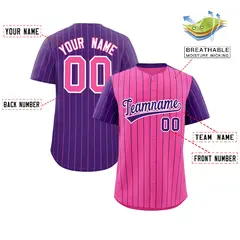 Pink Purple Pinstripe Raglan Baseball Jersey 2