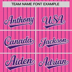 Pink Purple Pinstripe Two-Tone Authentic Baseball Jersey 3