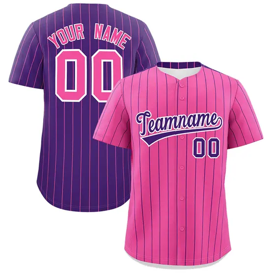 Pink Purple Pinstripe Two-Tone Authentic Baseball Jersey