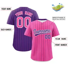 Pink Purple Pinstripe Two-Tone Authentic Baseball Jersey 2