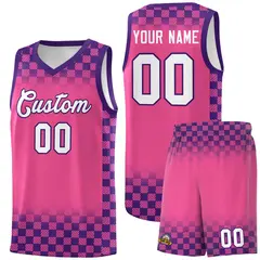 Pink Purple Plaid Basketball Jersey for Teams