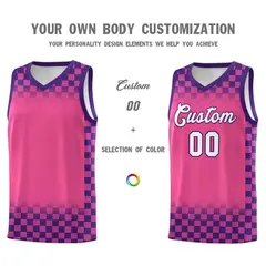 Pink Purple Plaid Basketball Jersey for Teams 3