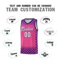 Pink Purple Plaid Basketball Jersey for Teams 4