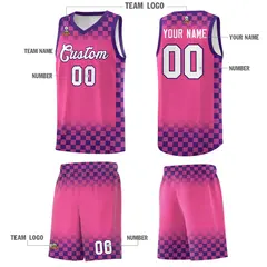 Pink Purple Plaid Basketball Jersey for Teams 5