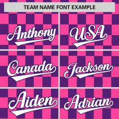 Pink Purple Plaid Fashion Authentic Baseball Jersey 3