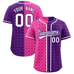 Pink Purple Plaid Split Authentic Baseball Jersey