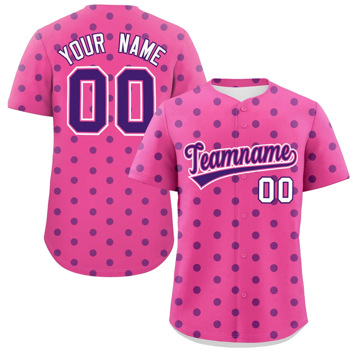 Pink Purple Polka Dot Graffiti Authentic Baseball Jersey