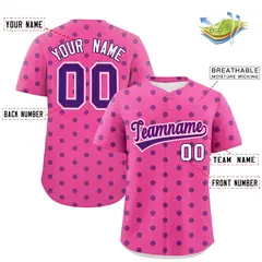 Pink Purple Polka Dot Graffiti Authentic Baseball Jersey 2