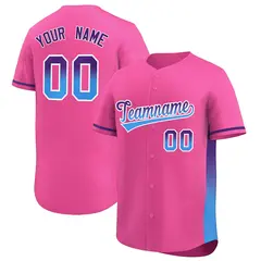 Pink Purple-Powder Blue Gradient Side Baseball Jersey 1