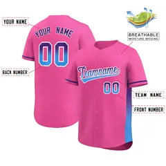 Pink Purple-Powder Blue Gradient Side Baseball Jersey 2