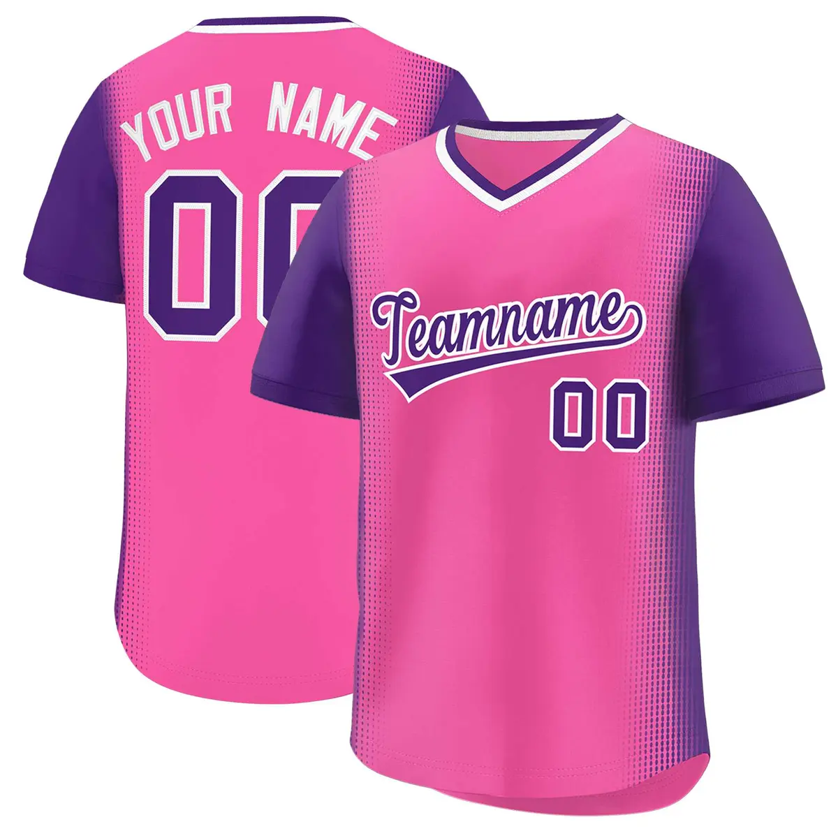 Pink Purple Raglan Pullover Baseball Jersey