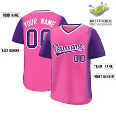 Pink Purple Raglan Pullover Baseball Jersey 2