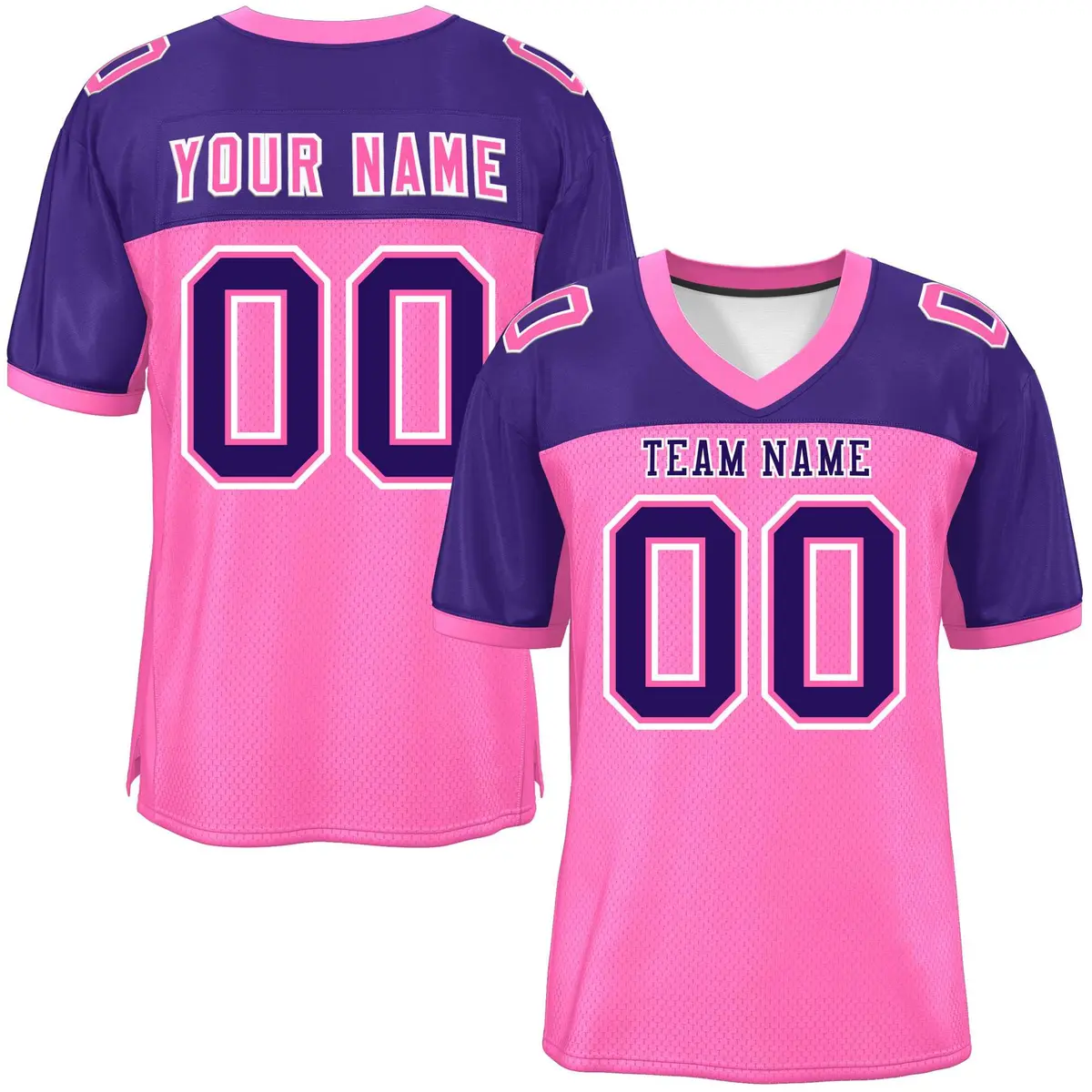 Pink-Purple Raglan Sleeves Fashion Authentic Football Jersey