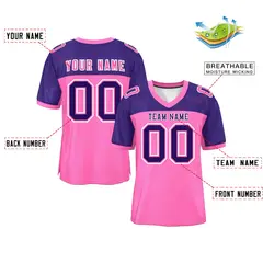 Pink-Purple Raglan Sleeves Fashion Authentic Football Jersey 2