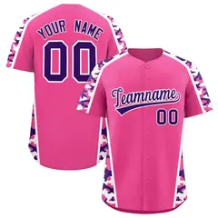 Pink Purple Side Camo Baseball Jersey 1