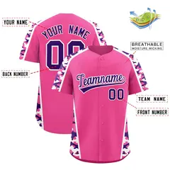 Pink Purple Side Camo Baseball Jersey 2