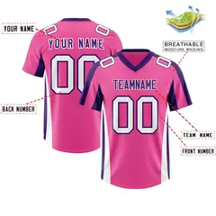 Pink Purple Side Stripe Authentic Football Jersey 2