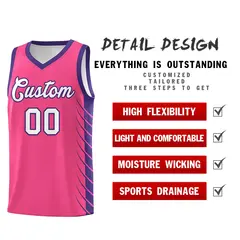 Pink Purple Side Symmetrical Line Pattern Basketball Jersey 2