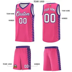 Pink Purple Side Symmetrical Line Pattern Basketball Jersey 5