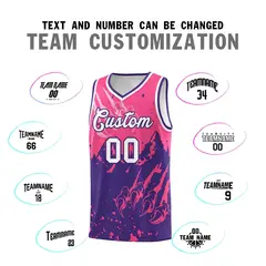 Pink Purple Snow Mountain Beast Pattern Basketball Jersey 4