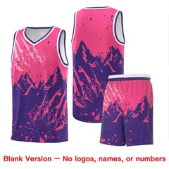 Pink Purple Snow Mountain Beast Pattern Basketball Jersey 7