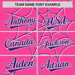 Pink Purple Spider Web Raglan Sleeves Baseball Jersey 3