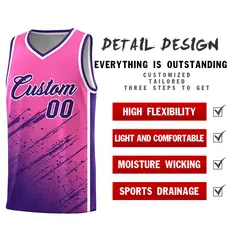 Pink Purple Splash Basketball Uniforms for School 2