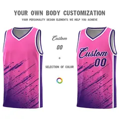 Pink Purple Splash Basketball Uniforms for School 3
