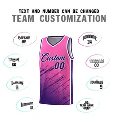 Pink Purple Splash Basketball Uniforms for School 4