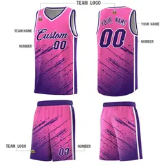 Pink Purple Splash Basketball Uniforms for School 5