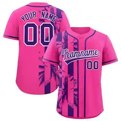 Pink Purple Split Coconut Tree Baseball Jersey 1