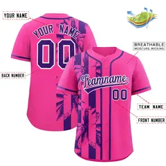 Pink Purple Split Coconut Tree Baseball Jersey 2