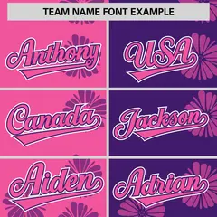 Pink Purple Split Flower Graffiti Authentic Baseball Jersey 3