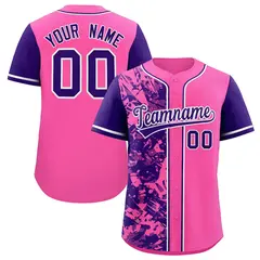 Pink Purple Split Graffiti Raglan Sleeve Baseball Jersey 1