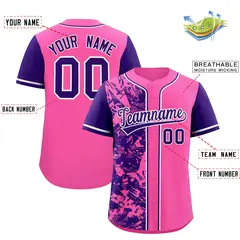 Pink Purple Split Graffiti Raglan Sleeve Baseball Jersey 2