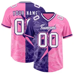 Pink Purple Split Lightning Pattern Football Jersey