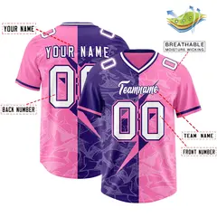 Pink Purple Split Lightning Pattern Football Jersey 2