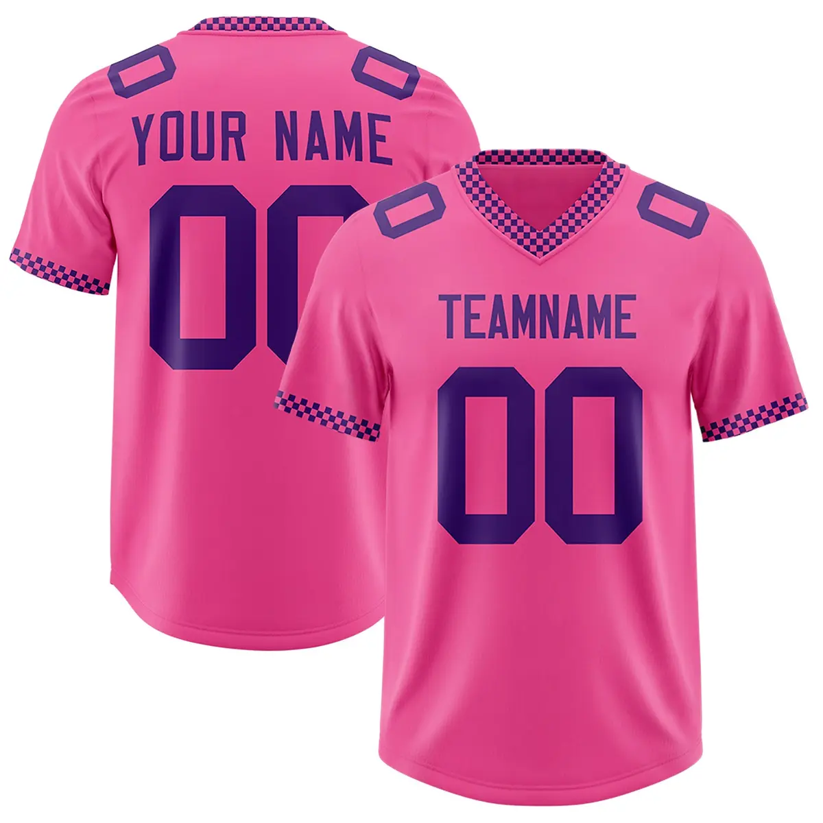Pink Purple Square Neckline Football Jersey