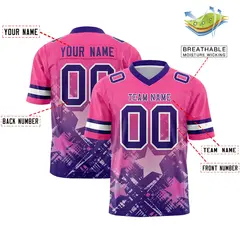 Pink Purple Star Gradient Flag Football Jersey 2